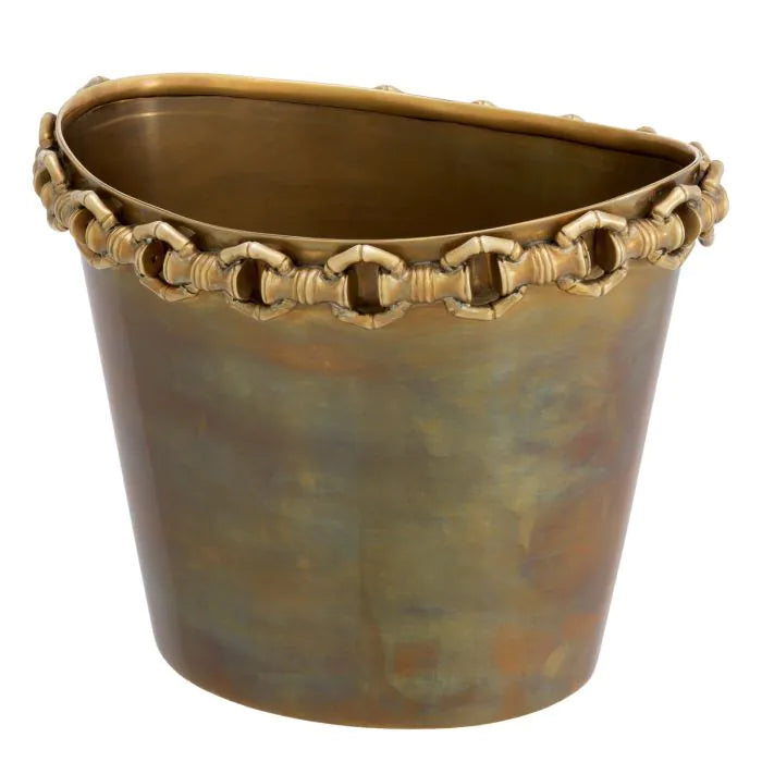 Additional view of Wine Cooler Clementine vintage brass finish in antique brass and golden brown.