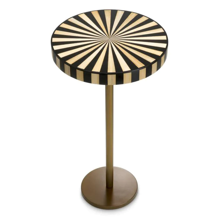 Additional view of Side Table Albany antique brass finish marquetry top in black and ivory.
