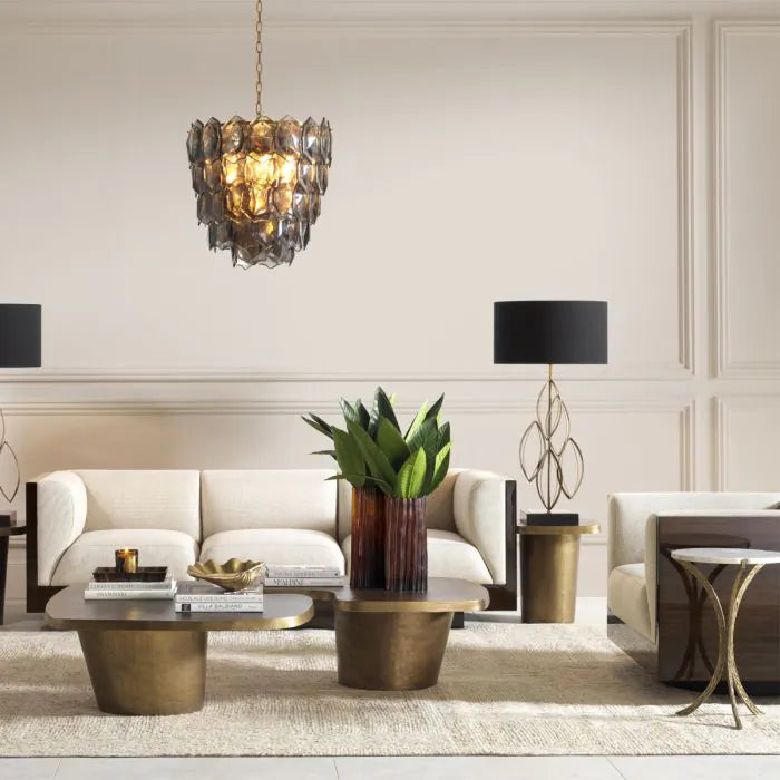 Alternate view of Side Table Emmeline vintage brass finish white marble in white and antique gold.