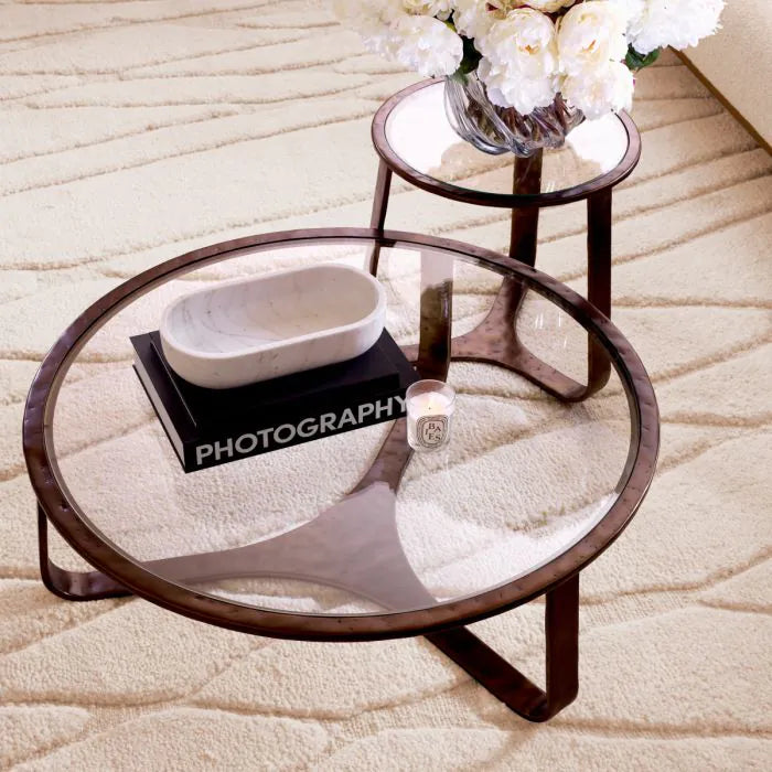Alternate view of Side Table Cambronne bronze finish in antique bronze and clear.