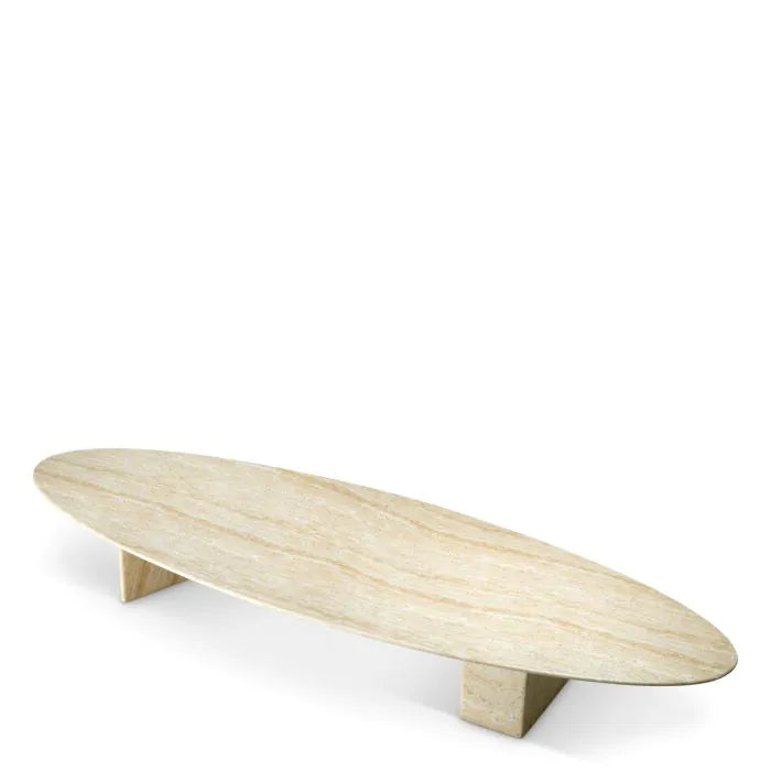 Additional view of Outdoor Coffee Table Aurore faux travertine in beige and cream.