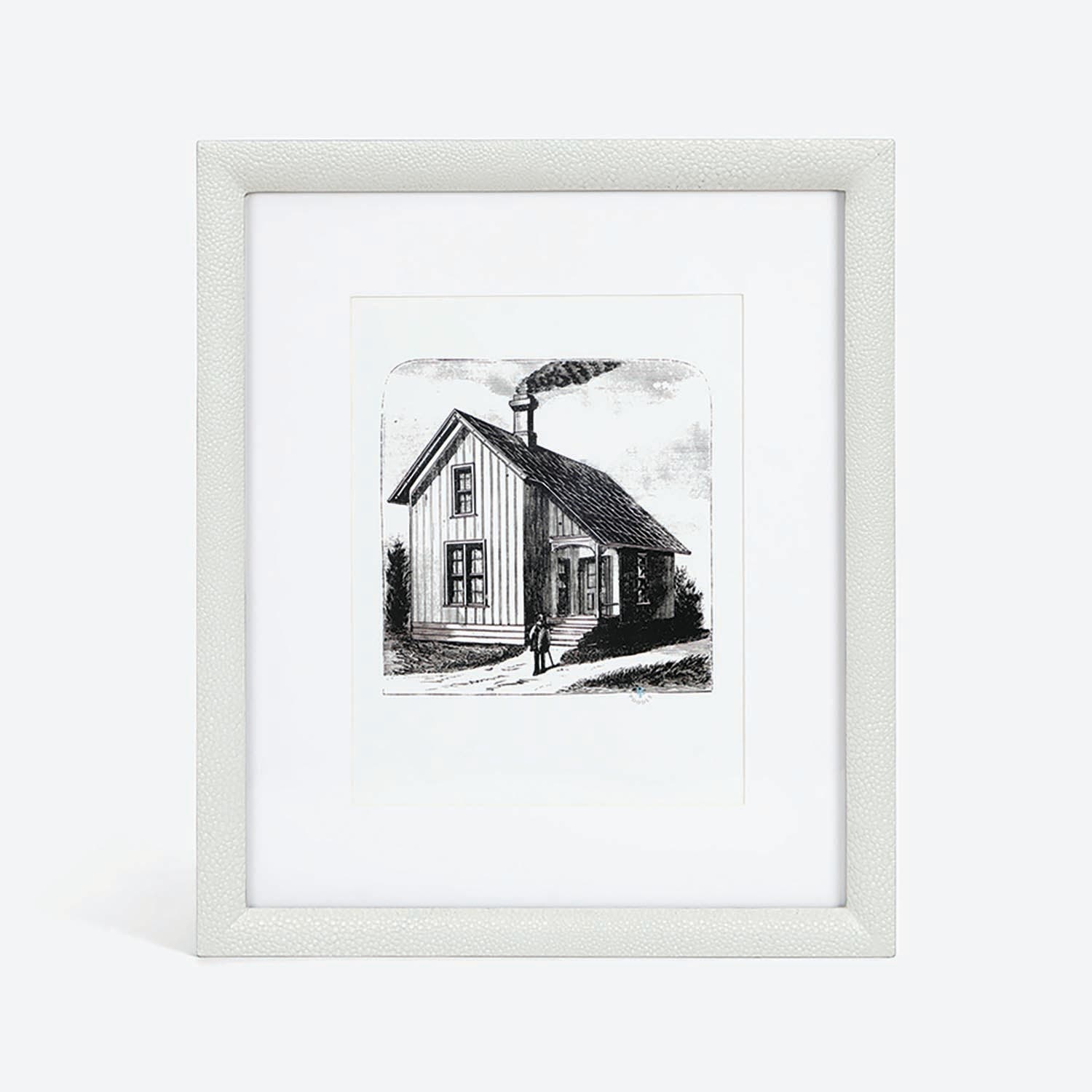 Oxford, Blanc, Wall Frame, 8"X10", Realistic Faux Shagreen