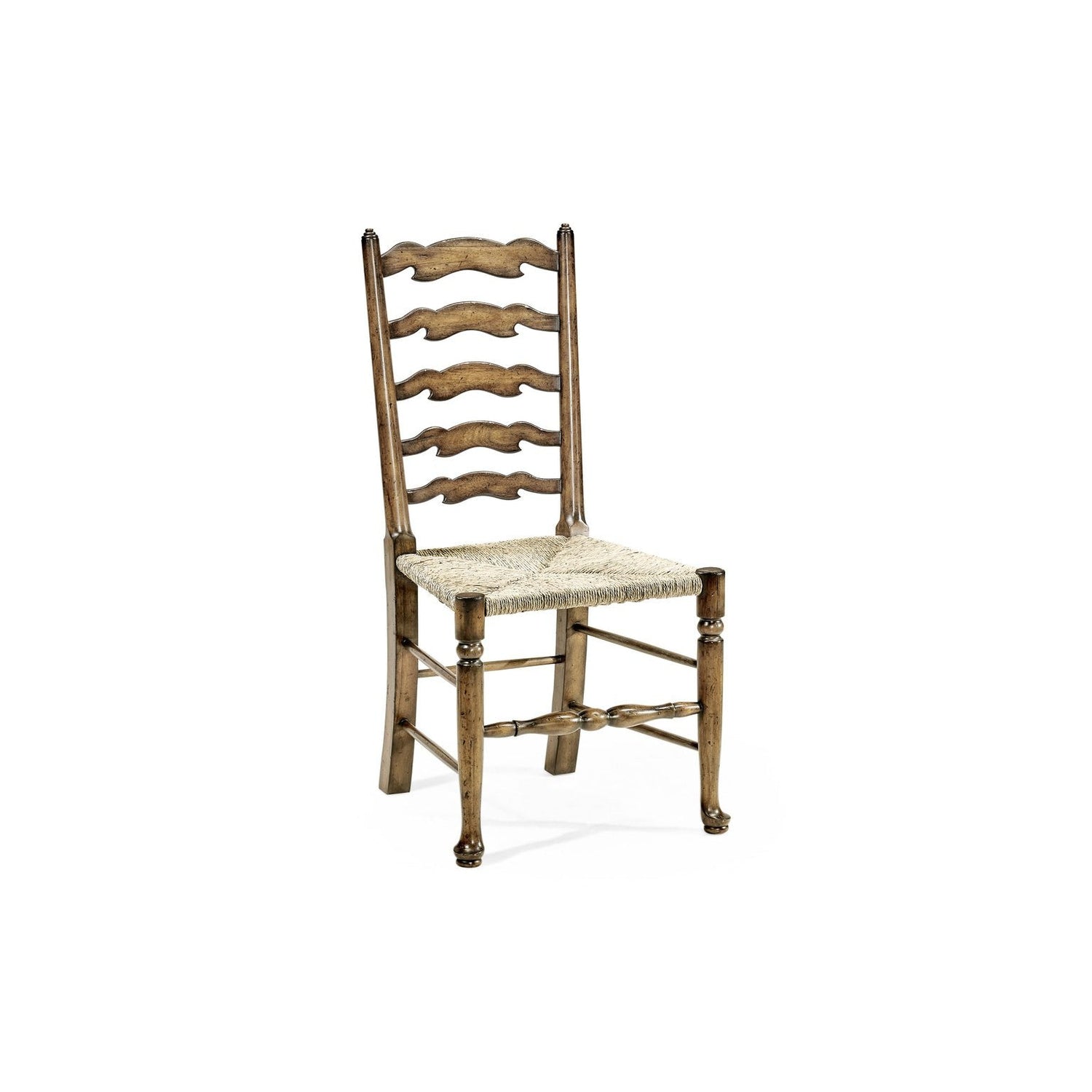 Country Ladderback Dining Side Chair with Rushed Seat-Jonathan Charles-JCHARLES-492296-SC-DTM-Dining ChairsMedium Driftwood-1-France and Son