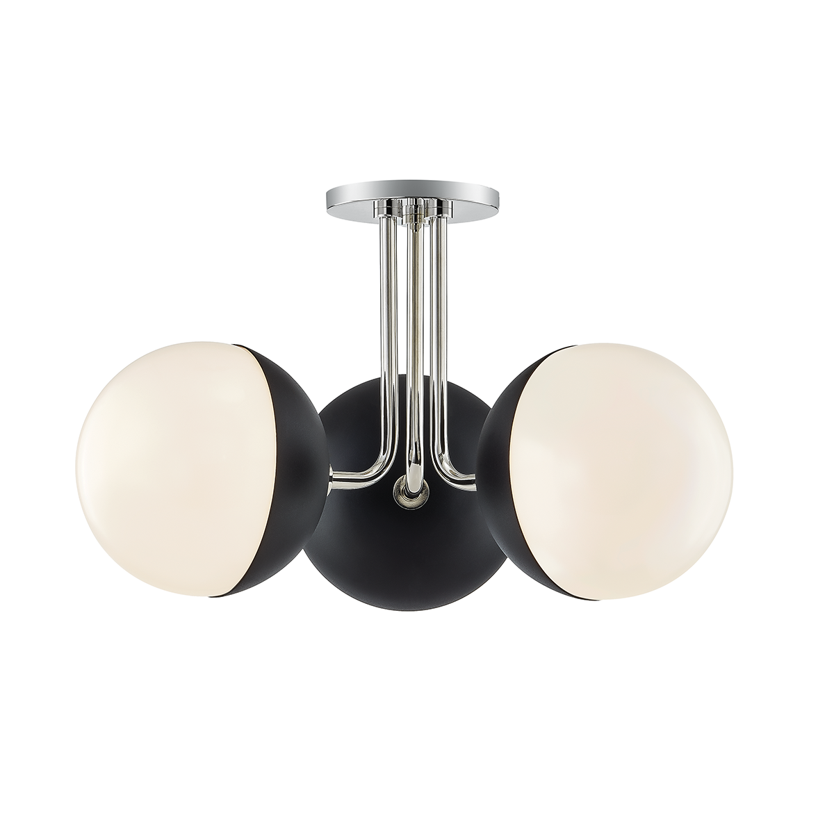 Renee 3 Light Semi Flush-Mitzi-HVL-H344603-PN/BK-Flush MountsPolished Nickel / Black-3-France and Son