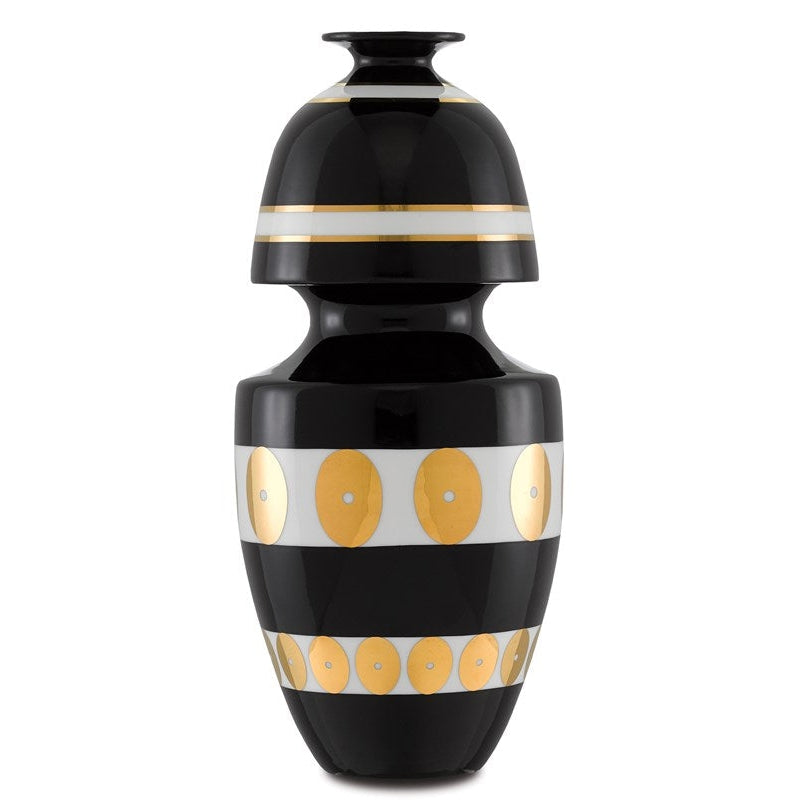 De Luca Black and Gold Gourd Vase-Currey-CURY-1200-0390-Vases-1-France and Son