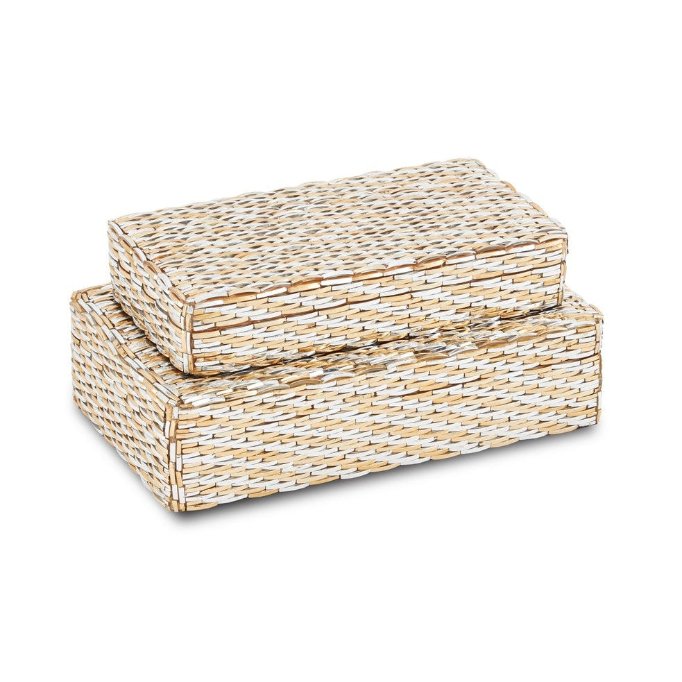 Glimmer Box Set of 2-Currey-CURY-1200-0494-Baskets & BoxesSilver/Gold-2-France and Son
