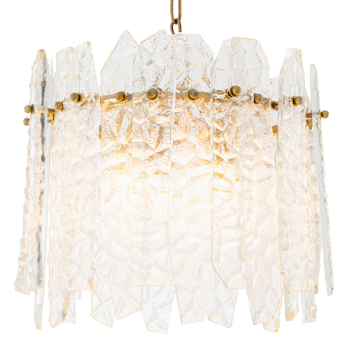 Chandelier Prati - Vintage brass finish | handmade clear glass