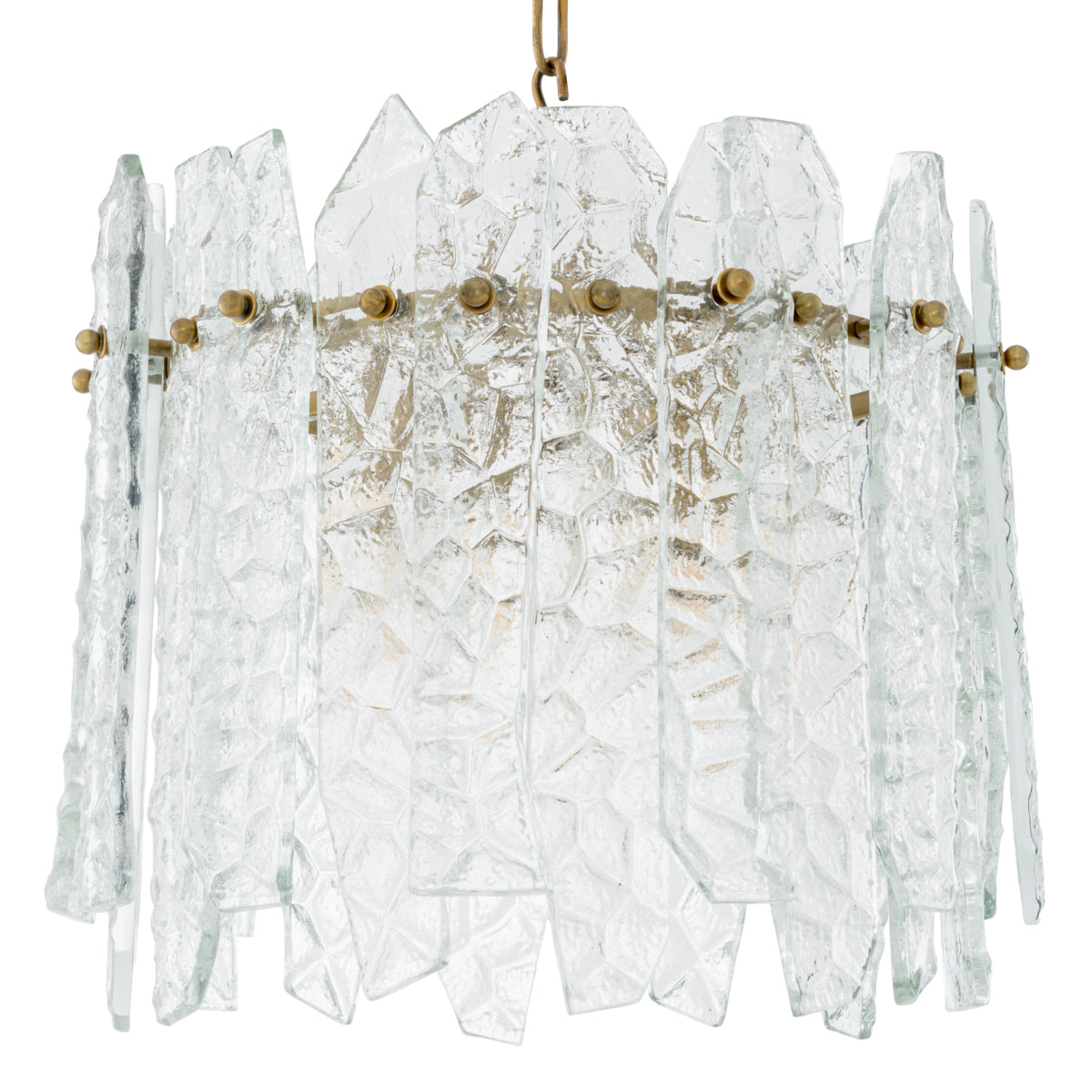 Chandelier Prati - Vintage brass finish | handmade clear glass