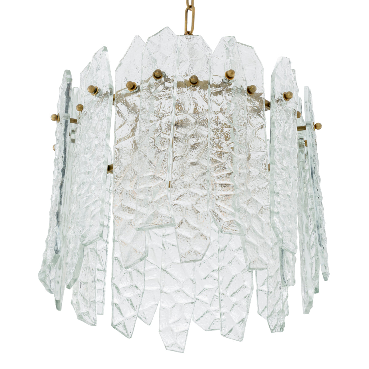 Chandelier Prati - Vintage brass finish | handmade clear glass