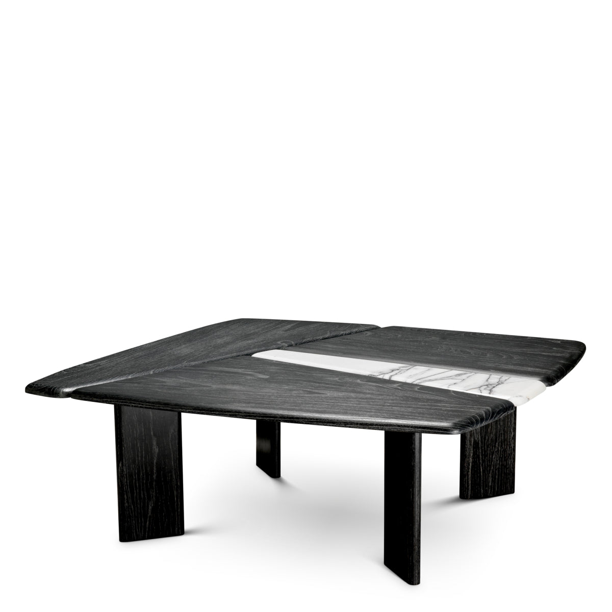Coffee Table Brinton - Charcoal grey crown solid wood | white marble