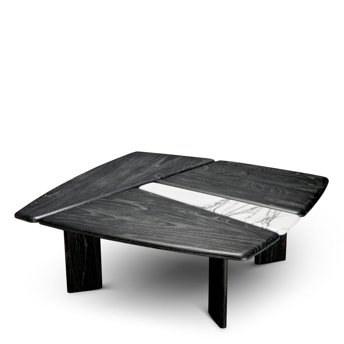 Coffee Table Brinton - Charcoal grey crown solid wood | white marble