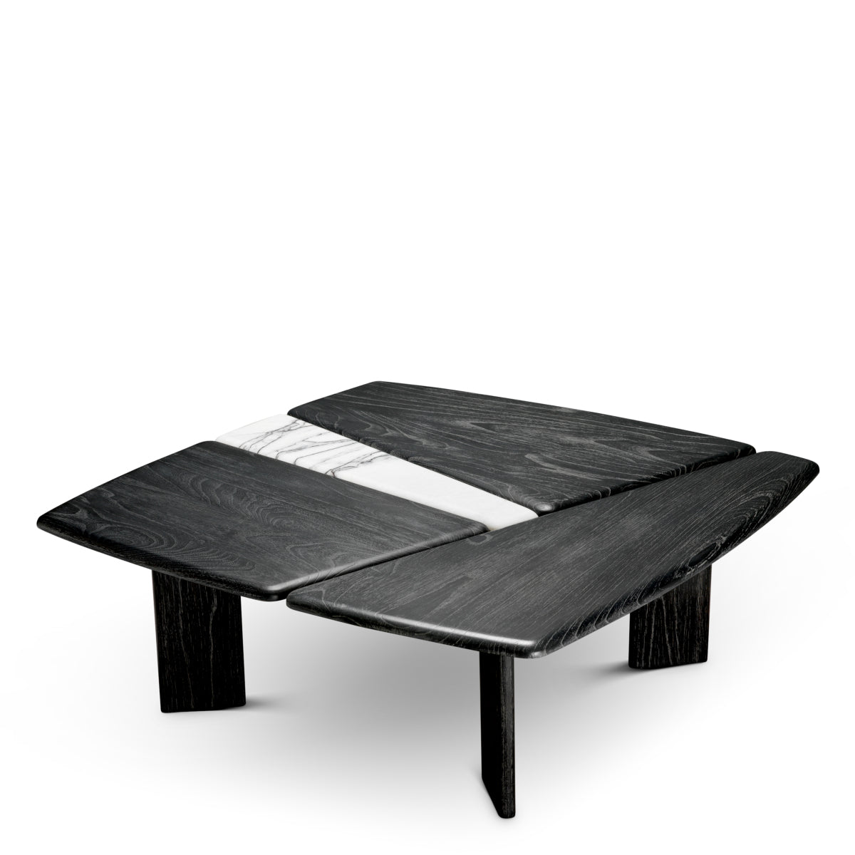Coffee Table Brinton - Charcoal grey crown solid wood | white marble