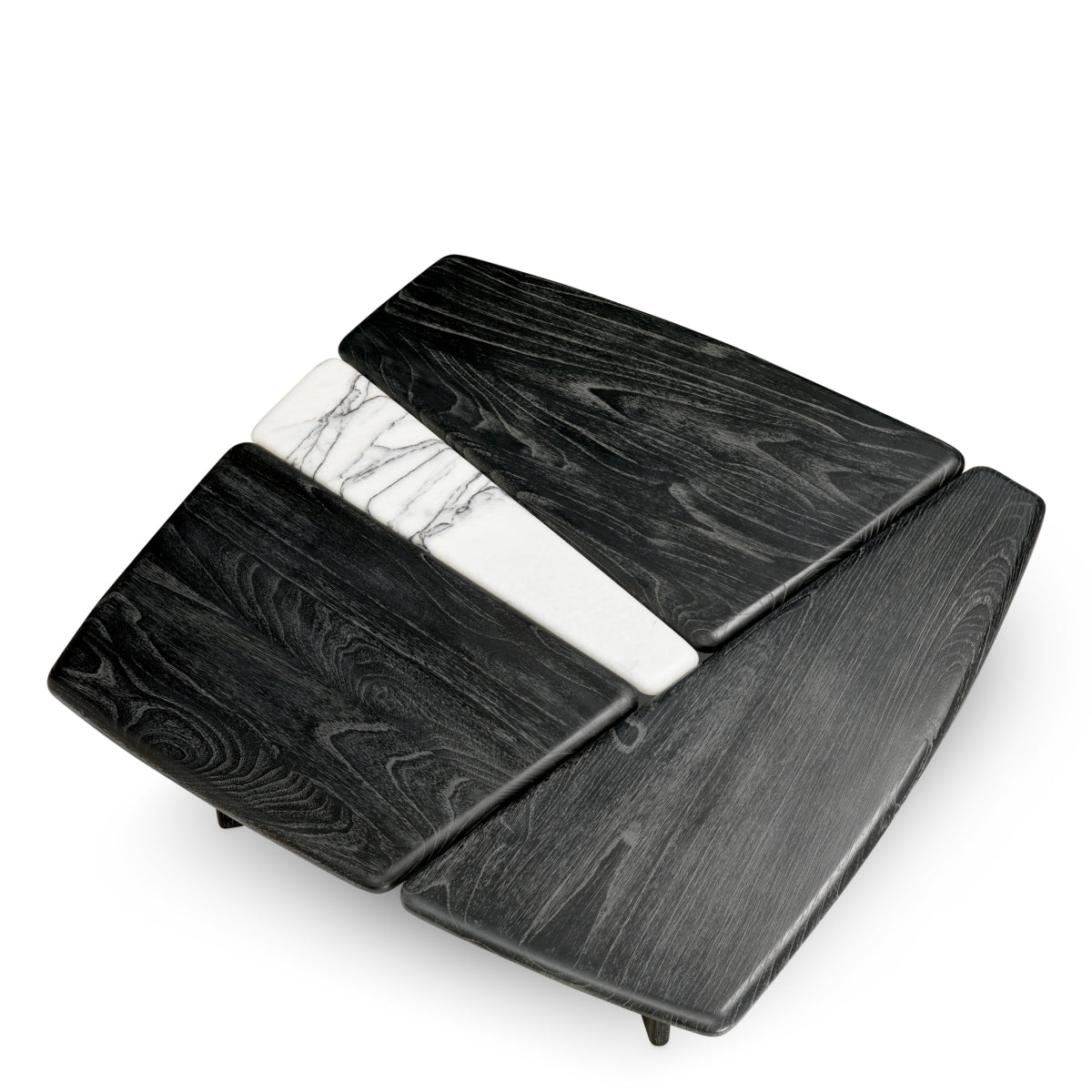 Coffee Table Brinton - Charcoal grey crown solid wood | white marble