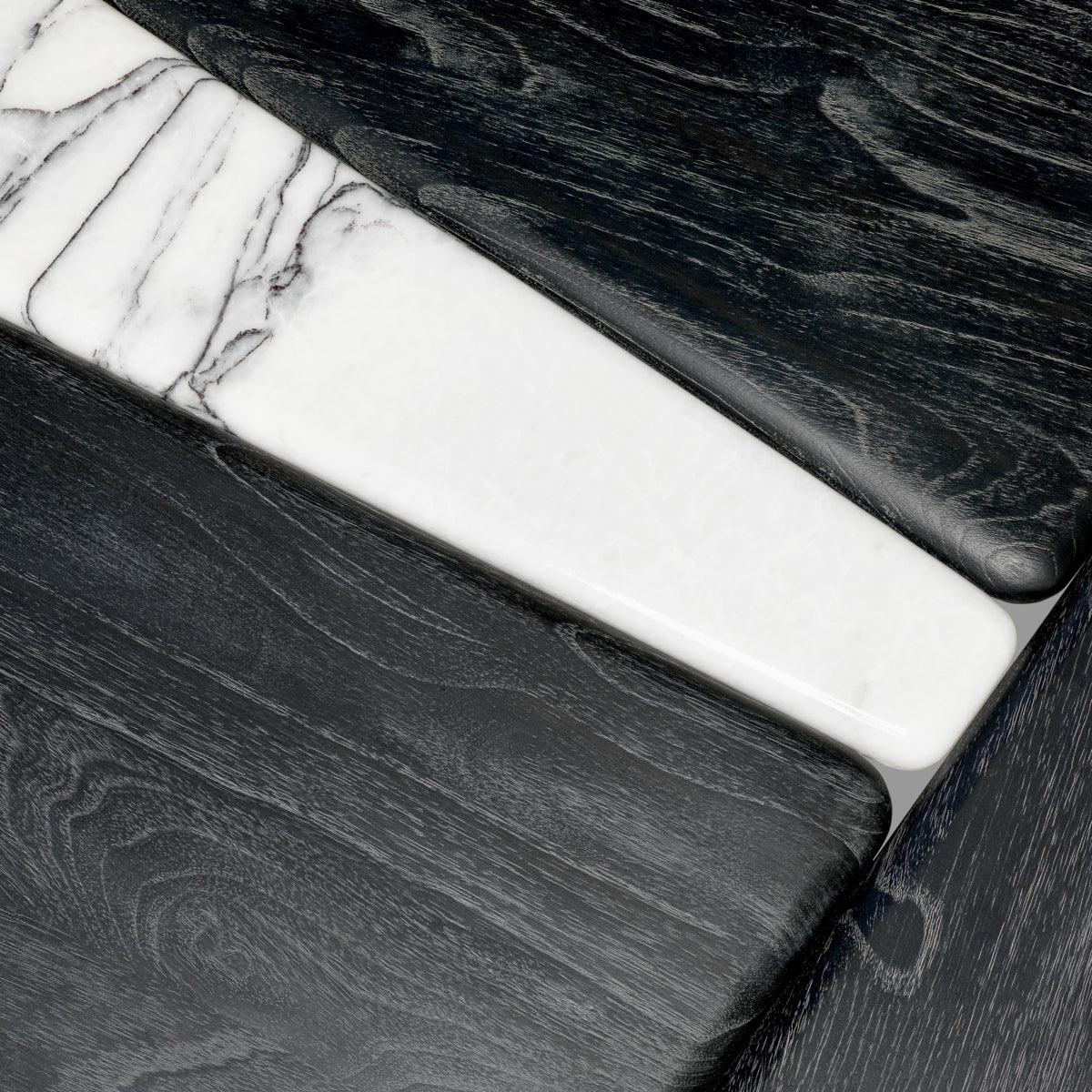 Coffee Table Brinton - Charcoal grey crown solid wood | white marble