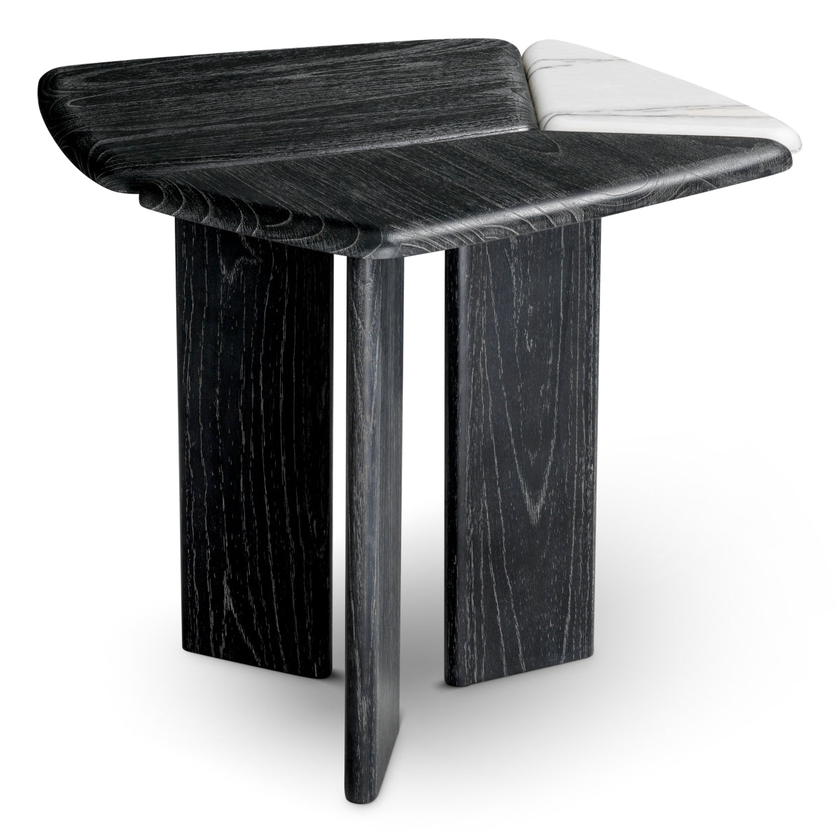 Side Table Brinton - Charcoal grey crown solid wood | white marble