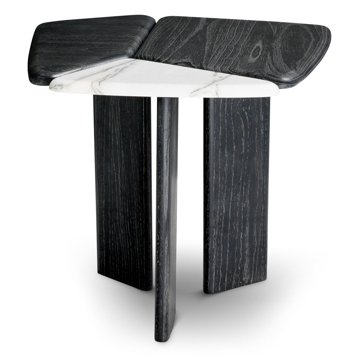 Side Table Brinton - Charcoal grey crown solid wood | white marble