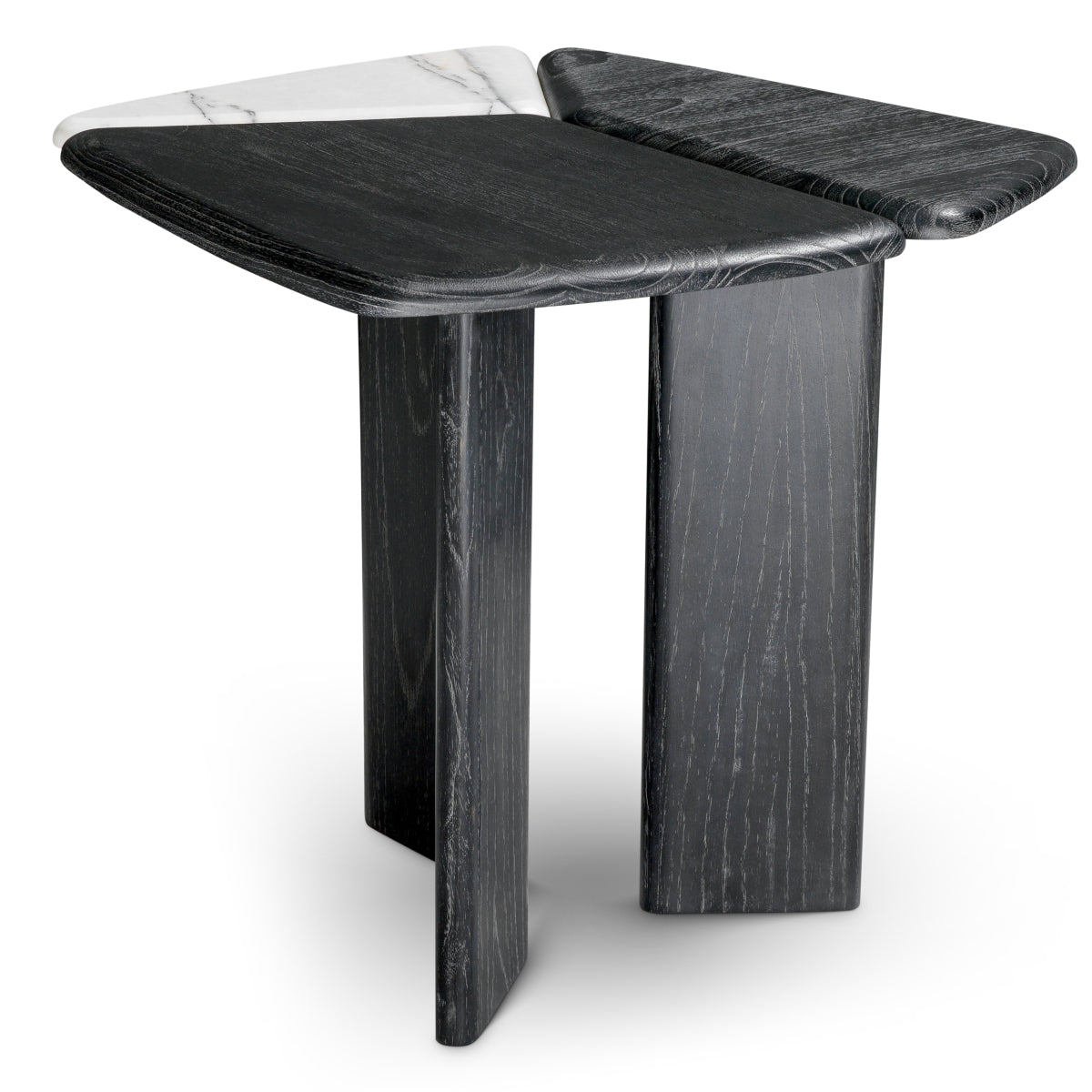 Side Table Brinton - Charcoal grey crown solid wood | white marble
