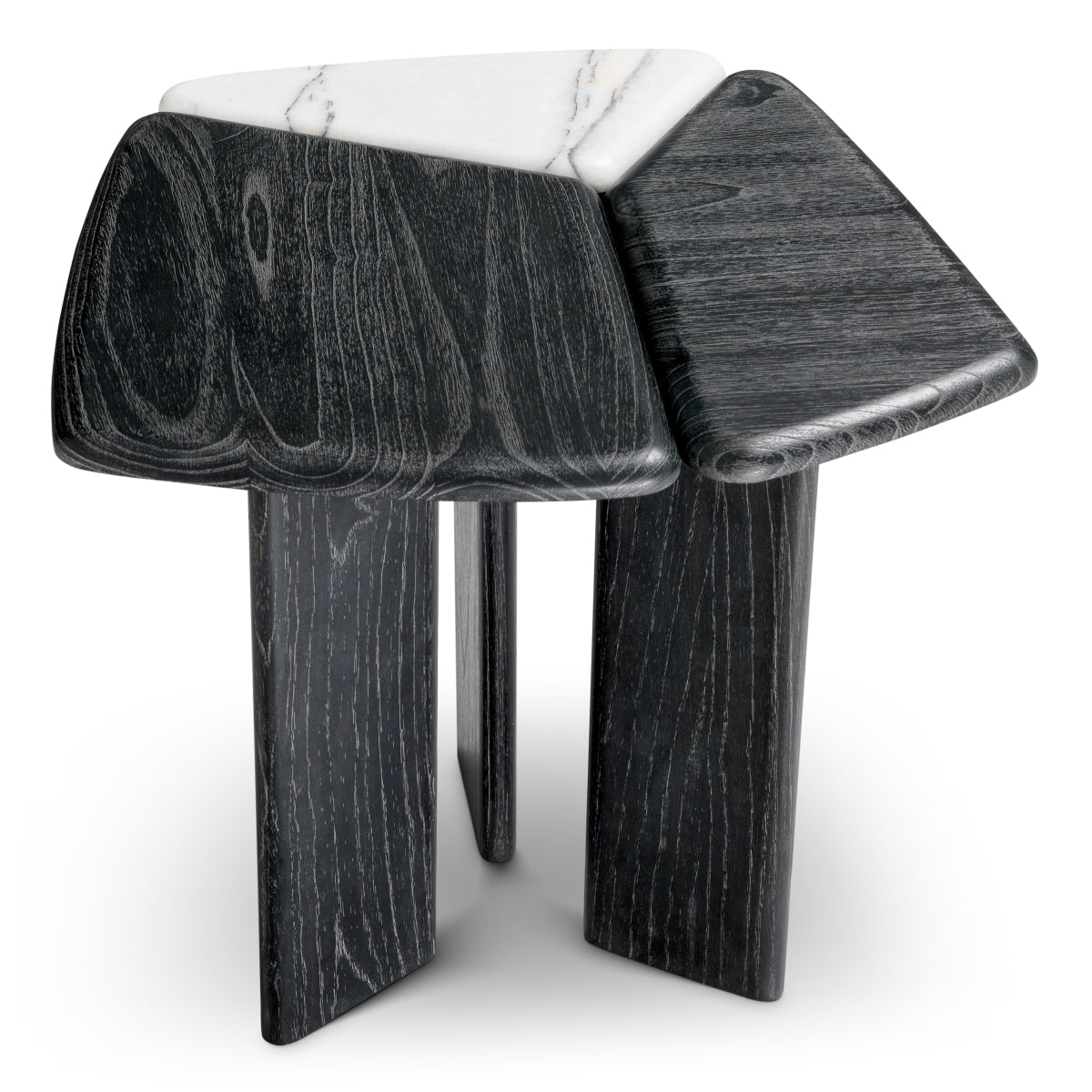 Side Table Brinton - Charcoal grey crown solid wood | white marble