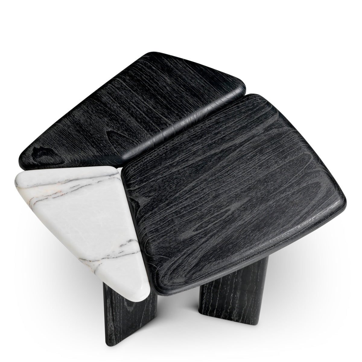 Side Table Brinton - Charcoal grey crown solid wood | white marble