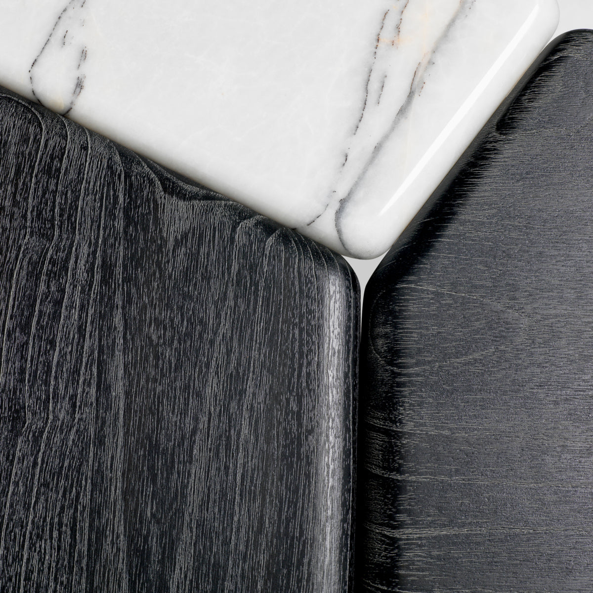 Side Table Brinton - Charcoal grey crown solid wood | white marble