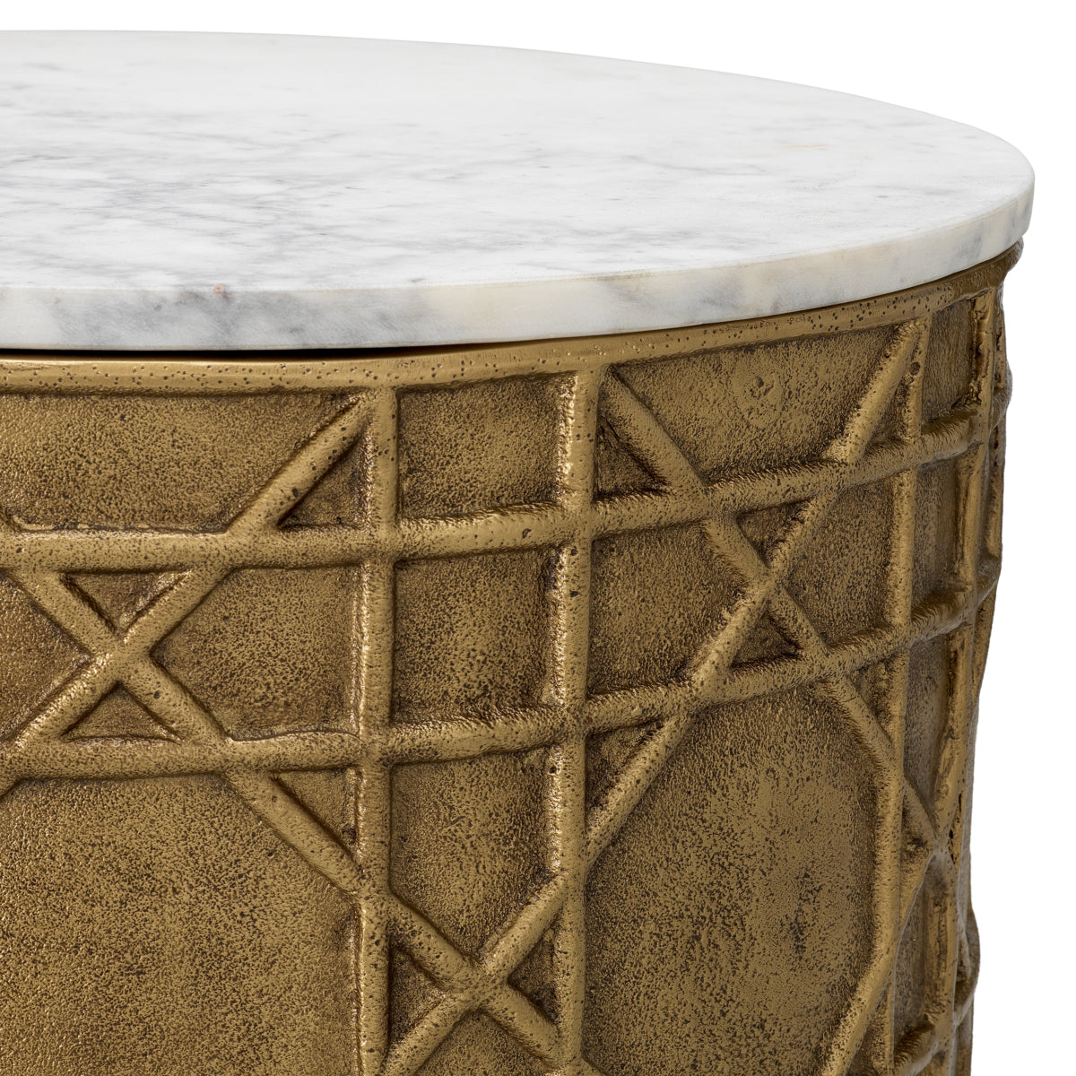 Side Table Laurenson - Vintage brass finish | white marble top