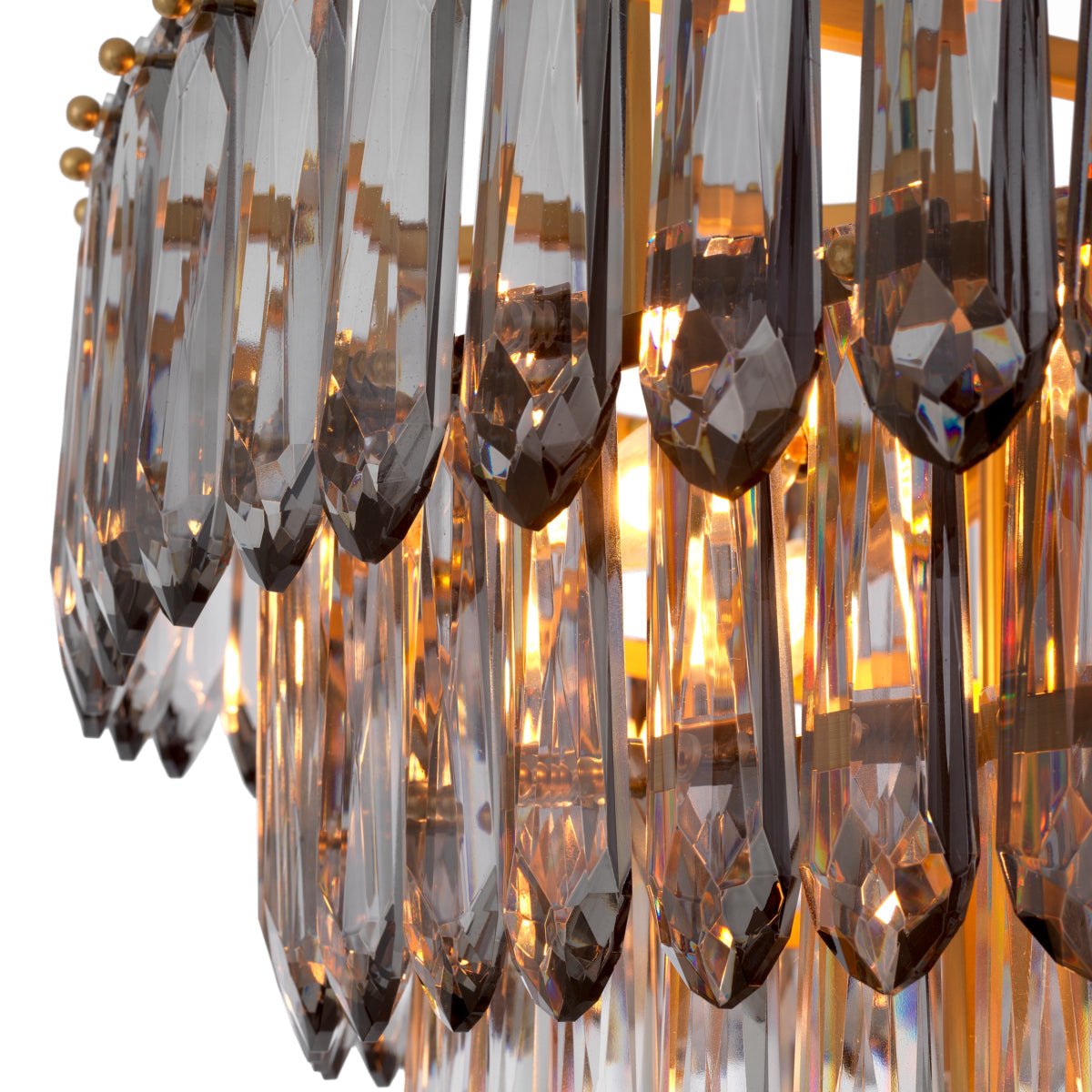 Chandelier Gwendolyn - Antique brass finish | smoke and clear glass