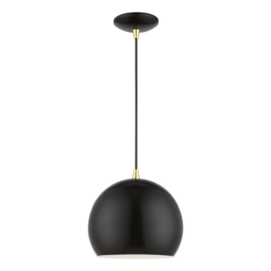 Piedmont Globe Pendant-Livex Lighting-LIVEX-41181-68-PendantsShiny Black with Polished Brass Accents-1-France and Son