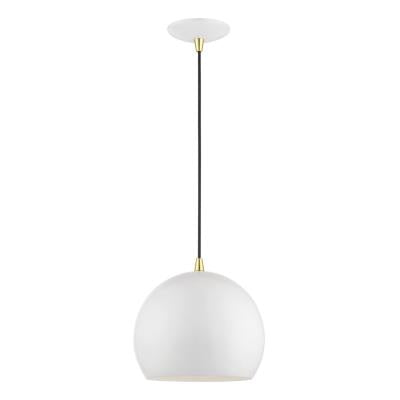 Piedmont Globe Pendant-Livex Lighting-LIVEX-41181-69-PendantsShiny White with Polished Brass Accents-2-France and Son