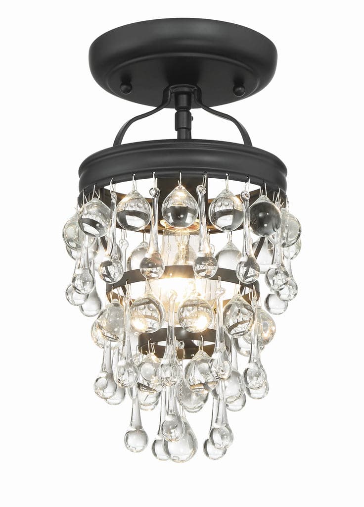 Calypso 1 Light Crystal Teardrop Semi-Flush-Crystorama Lighting Company-CRYSTO-131-MK_CEILING-Flush MountsMatte Black-4-France and Son