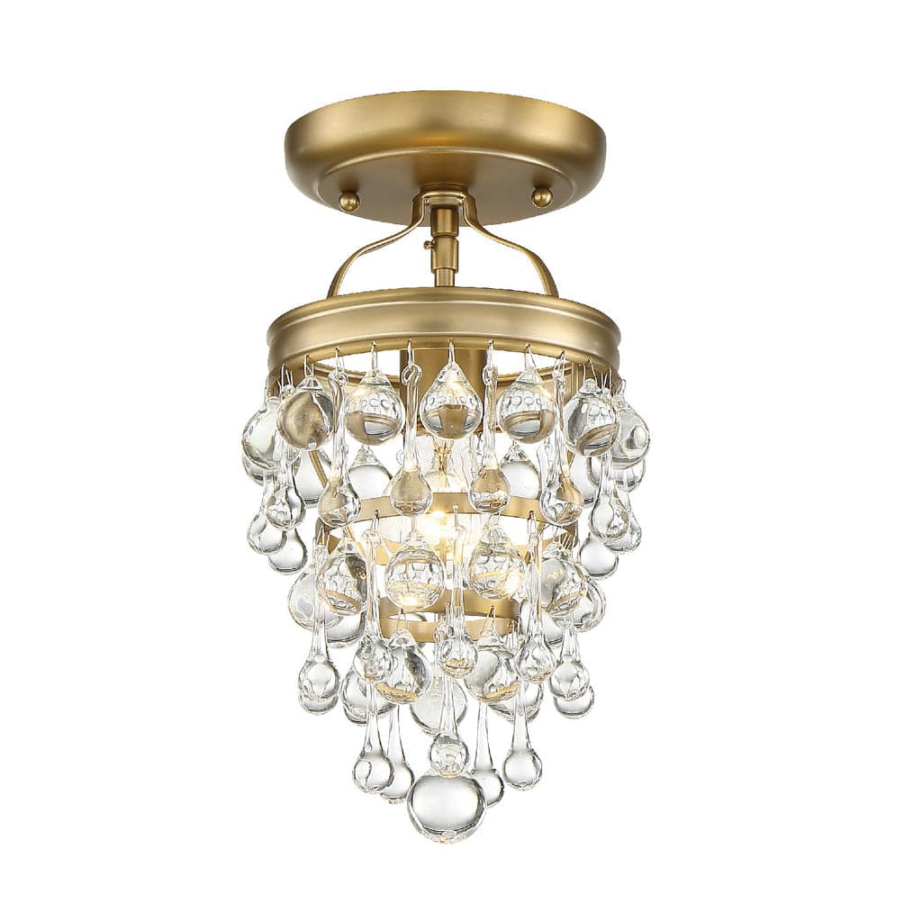 Calypso 1 Light Crystal Teardrop Semi-Flush-Crystorama Lighting Company-CRYSTO-131-VG_CEILING-Flush MountsVibrant Gold-2-France and Son