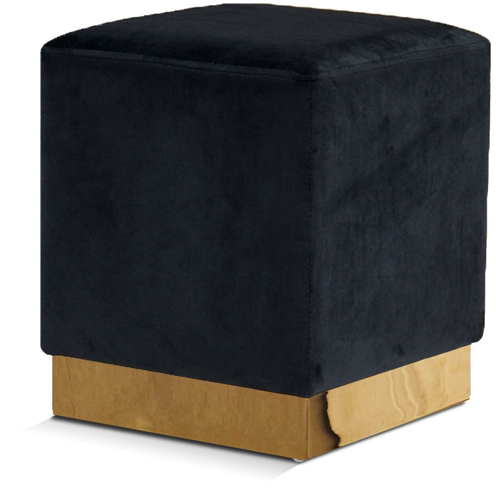 Jax Velvet Upholstered Stool — Black / Gold