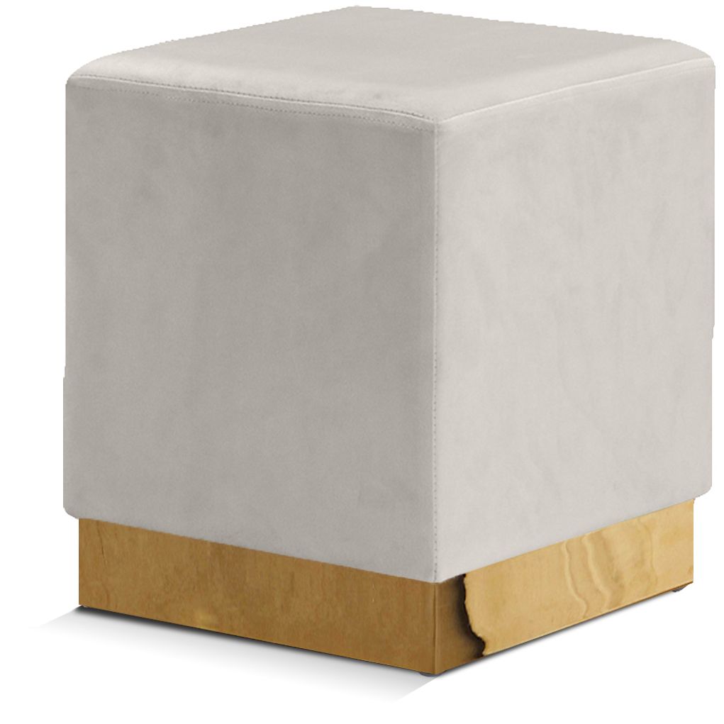 Jax Velvet Upholstered Stool — Cream / Gold
