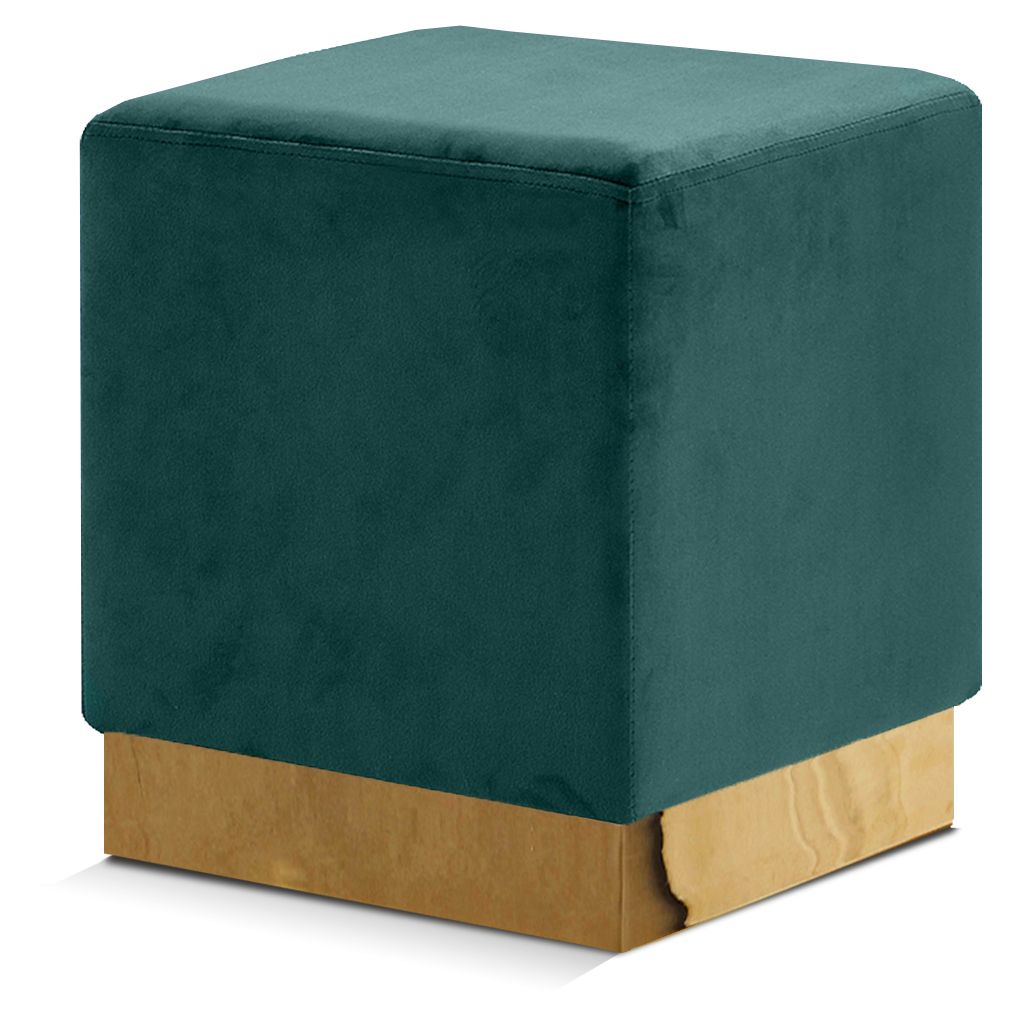 Jax Velvet Upholstered Stool — Green / Gold