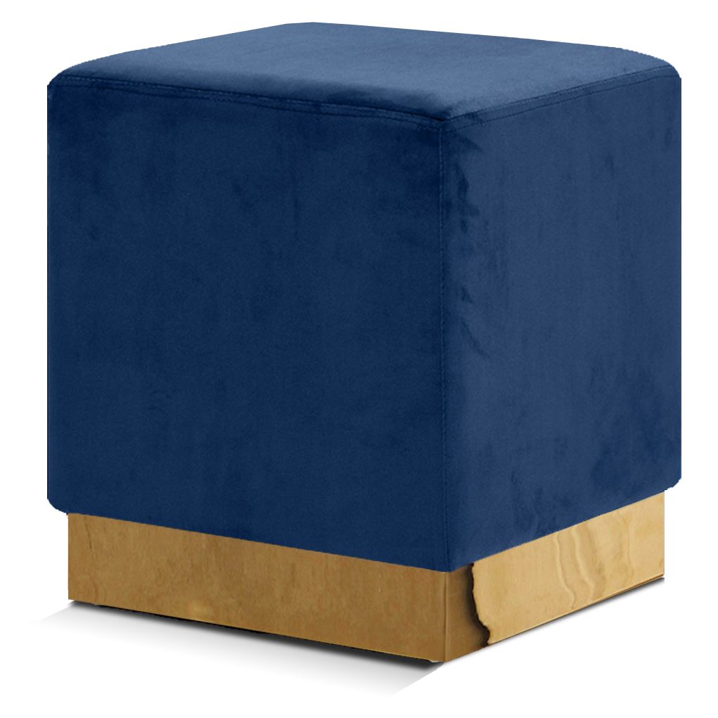 Jax Velvet Upholstered Stool — Navy / Gold