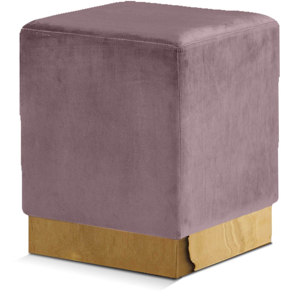 Jax Velvet Upholstered Stool — Pink / Gold