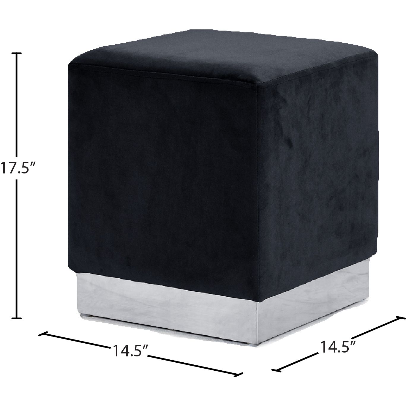Jax Velvet Upholstered Stool — Black / Chrome