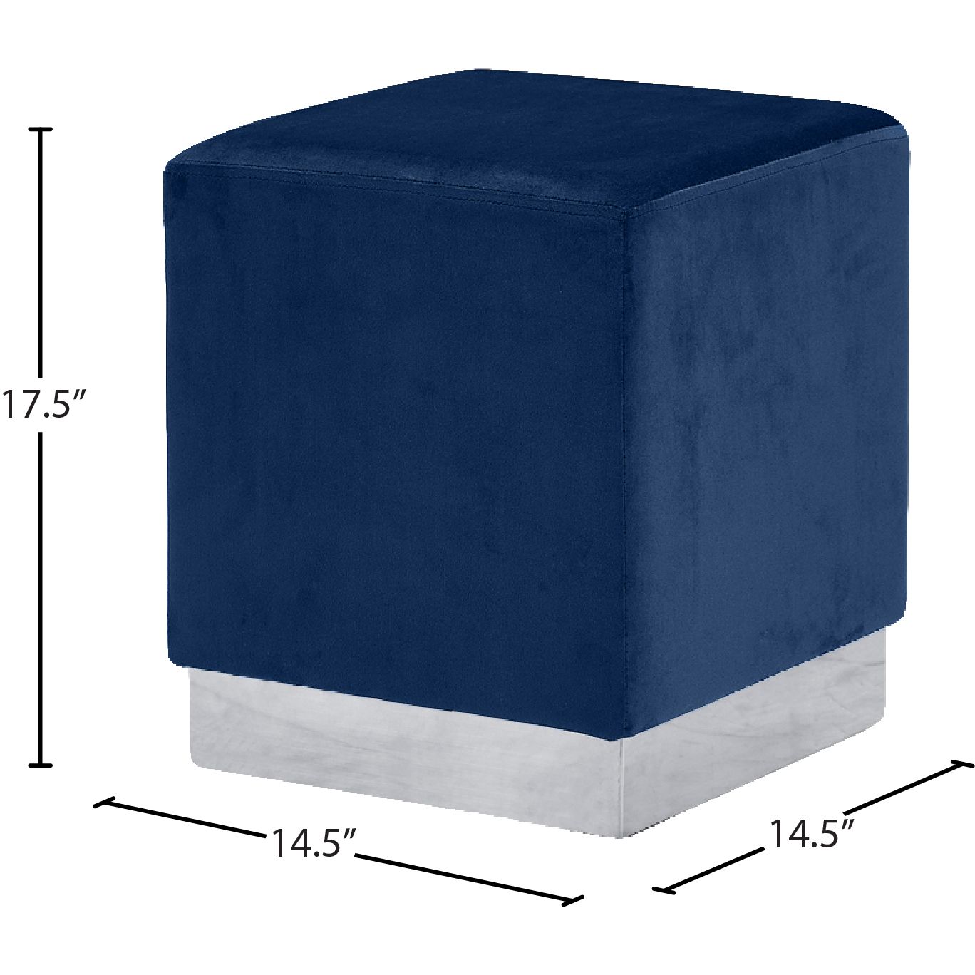 Jax Velvet Upholstered Stool — Navy / Chrome