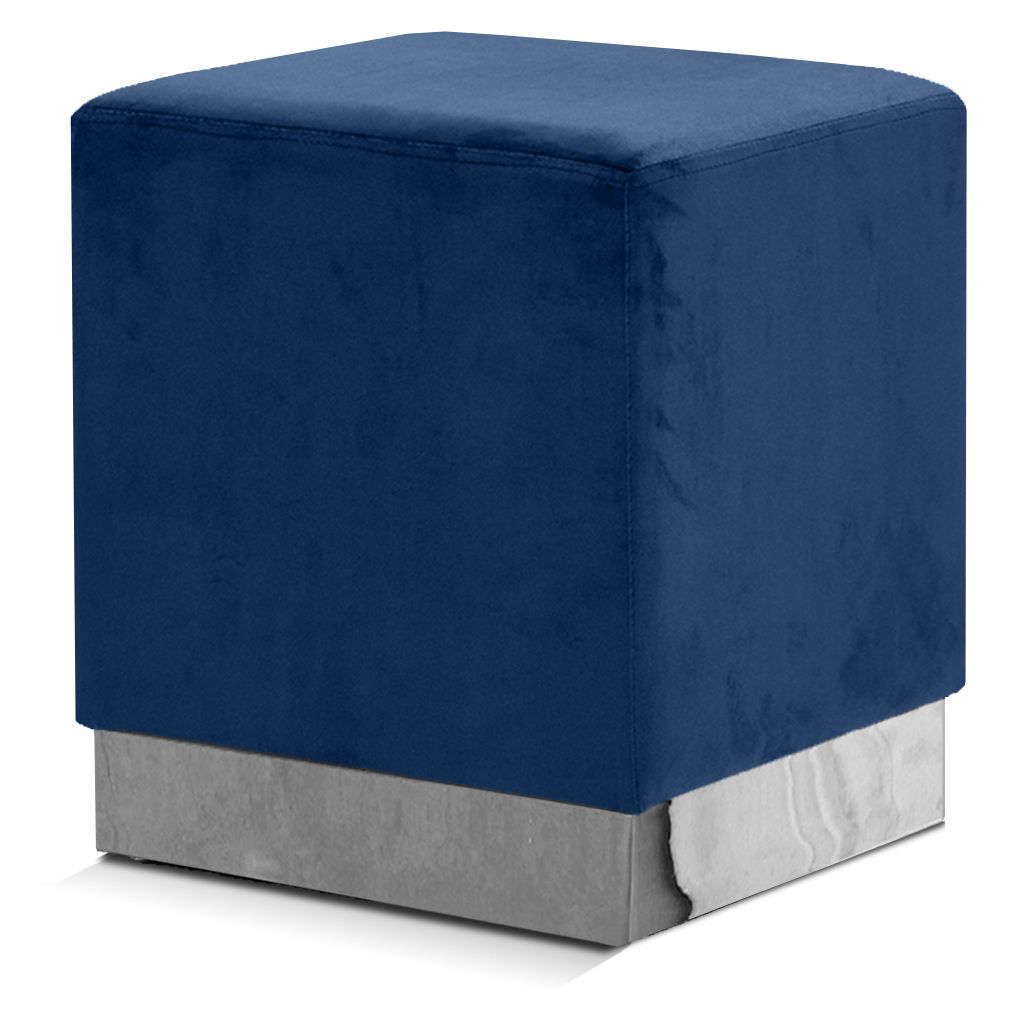 Jax Velvet Upholstered Stool — Navy / Chrome