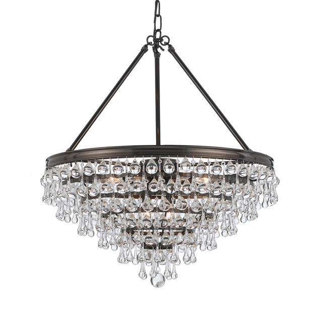 Calypso 8 Light Crystal Teardrop Chandelier-Crystorama Lighting Company-CRYSTO-137-VZ-ChandeliersVibrant Bronze-1-France and Son