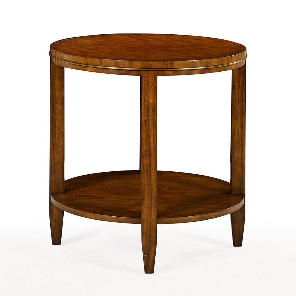 Alternate view of Antioch Side Table, featuring satin sheen finish, wood, wood veneer, and open lower storage shelf.