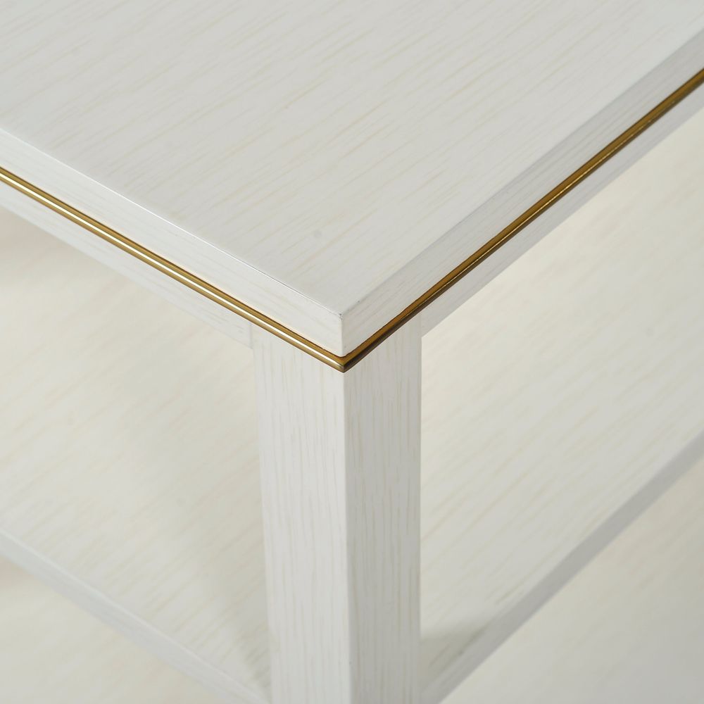 Additional view of Canby Side Table, featuring visible horizontal grain, wood, wood veneer, and three-tier open shelving.