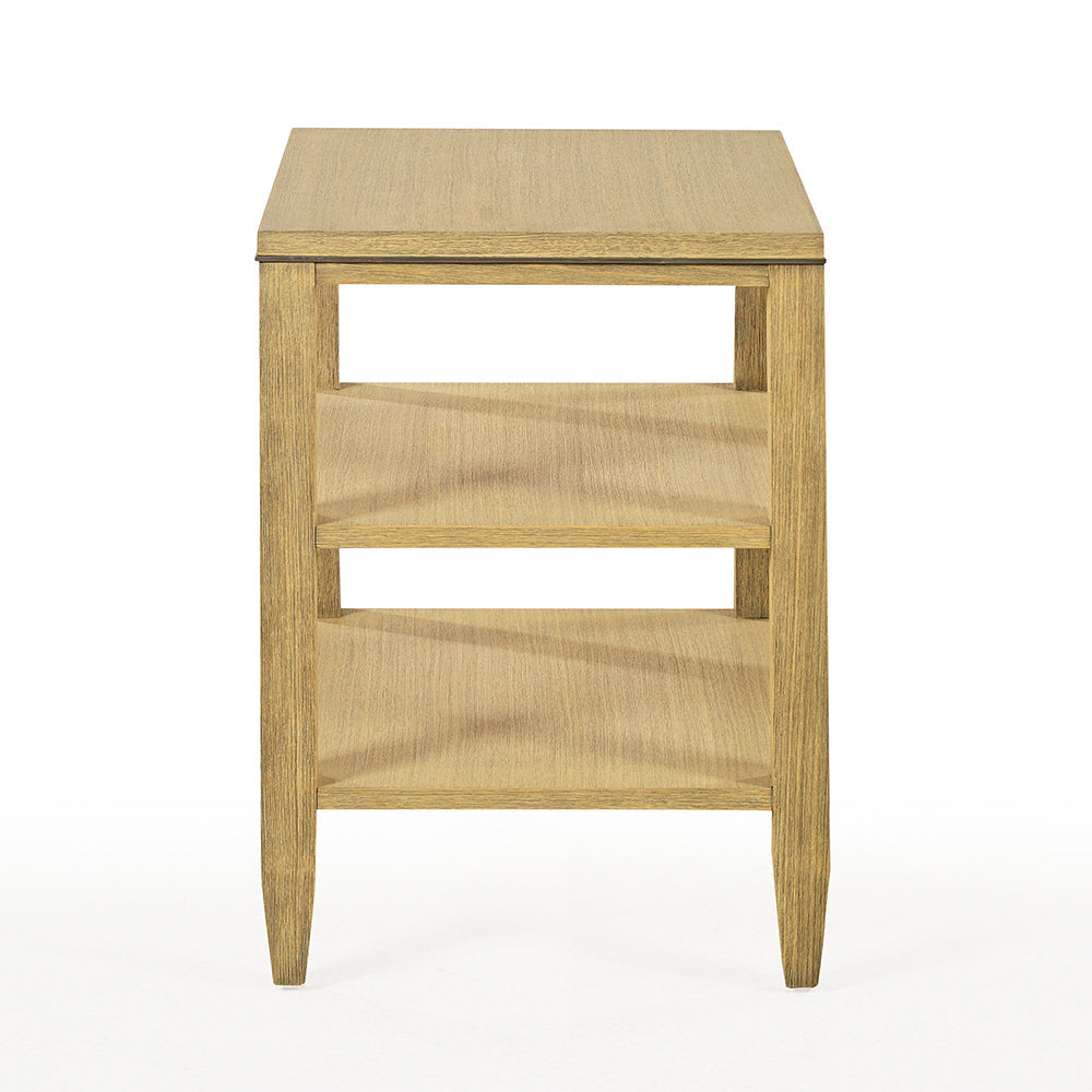 Additional view of Canby Side Table in warm light oak / honey beige and thin dark edge banding.