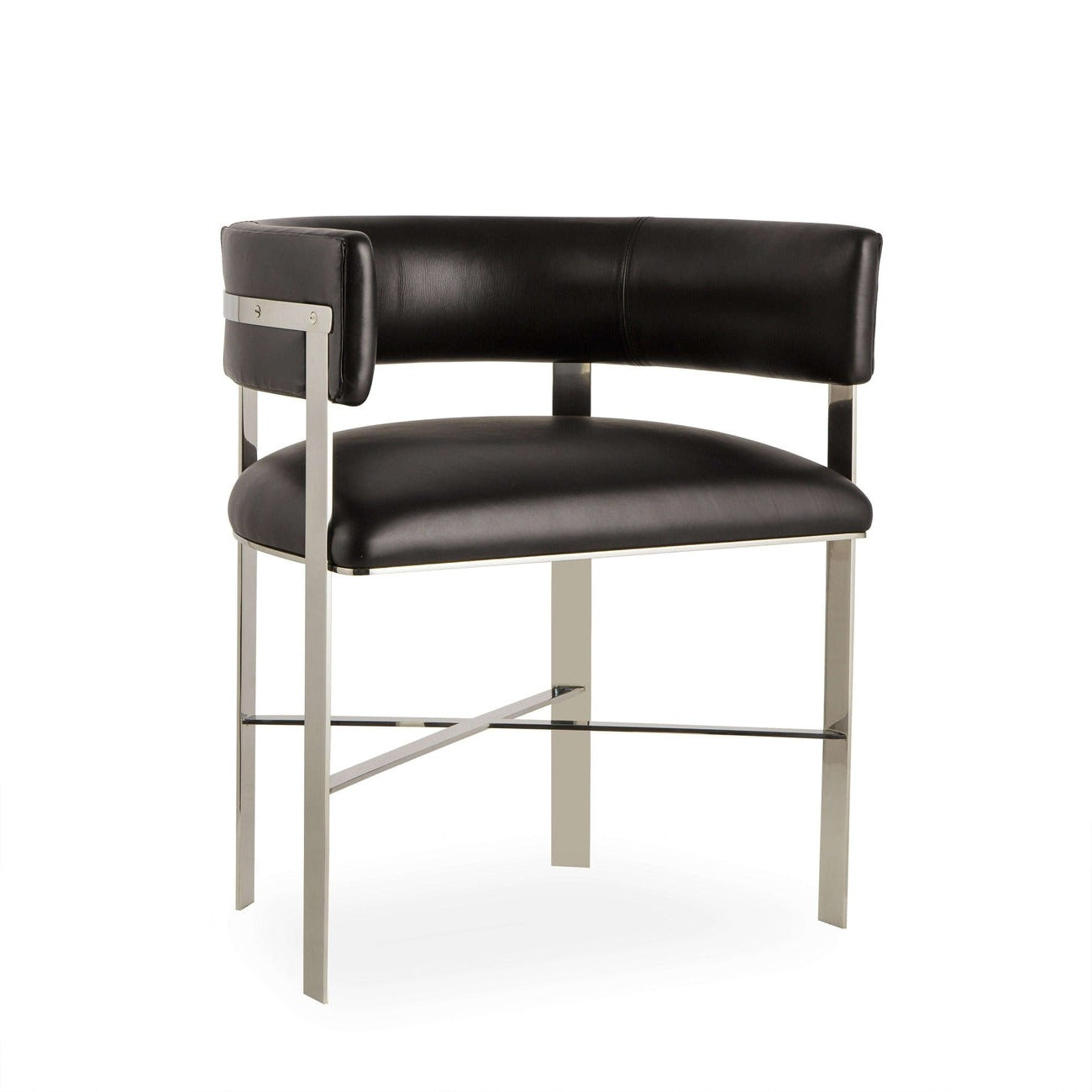 Kelly Hoppen Art Dining Chair - Black Leather/ Stainless Steel-Sonder-FIC2060-Dining Chairs-1-France and Son