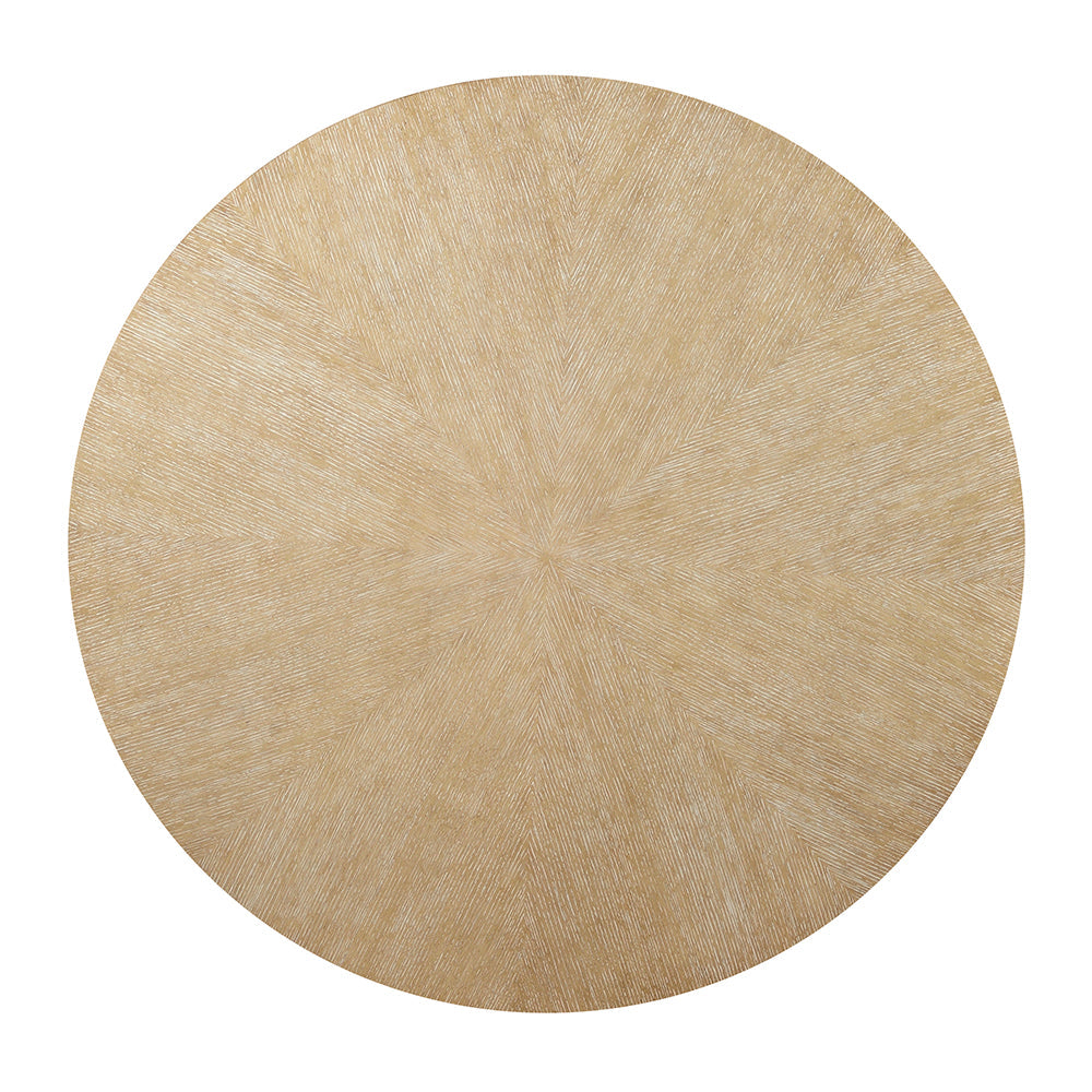 Additional view of Kirkwood Dining Table, featuring wire-brushed finish, wood, and fixed pedestal base.