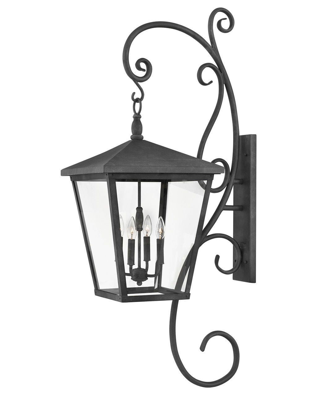 Trellis Extra Large Wall Mount Lantern with Scroll-Hinkley Lighting-HINKLEY-1439DZ-Flush MountsAged Zinc-NON LED-3-France and Son