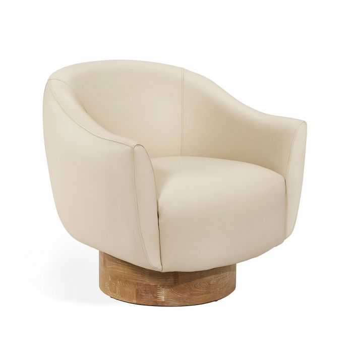 Simone Swivel Chair-Interlude-INTER-145209-Lounge ChairsCream-1-France and Son