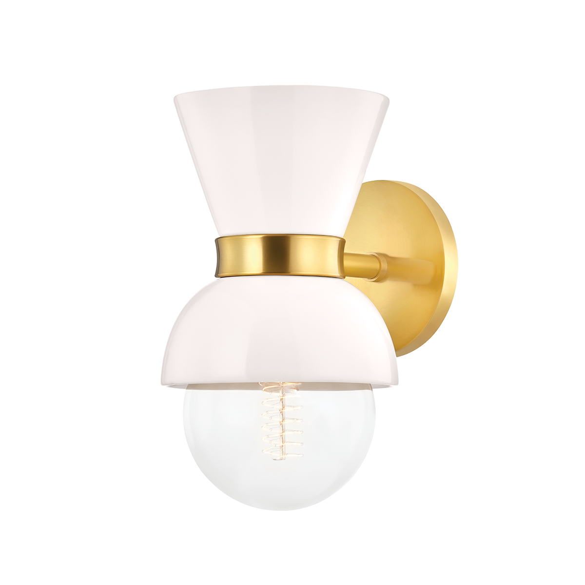 Gillian 1 Light Wall Sconce-Mitzi-HVL-H469101-AGB/CCR-Outdoor Wall SconcesAged Brass / Ceramic Gloss Cream-1-France and Son