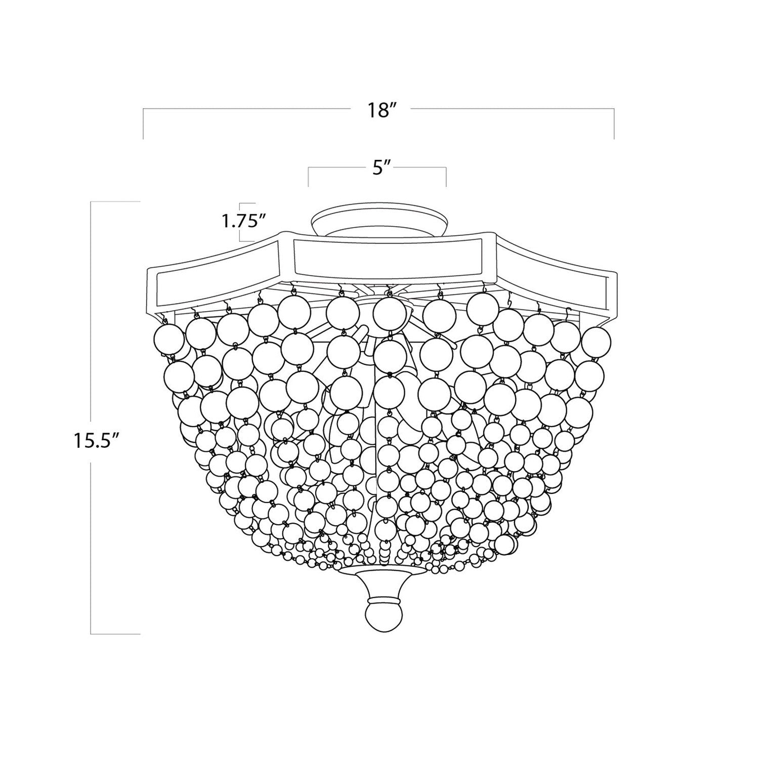 Frosted Crystal Bead Semi Flush Mount-Regina Andrew Design-RAD-16-1164-Flush Mounts-5-France and Son