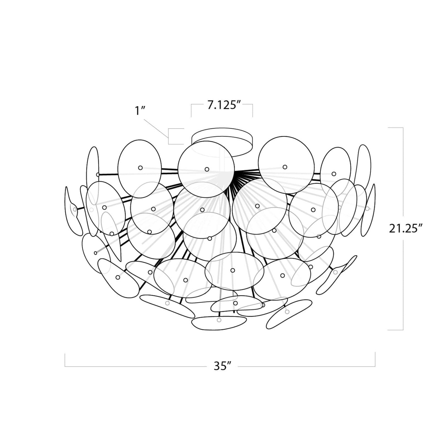 Poppy Glass Semi Flush Mount (Clear)