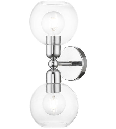 Downtown 2 Light 7 inch Vanity Sconce Wall Light, Sphere-Livex Lighting-LIVEX-16972-05-Wall LightingPolished Chrome-8-France and Son